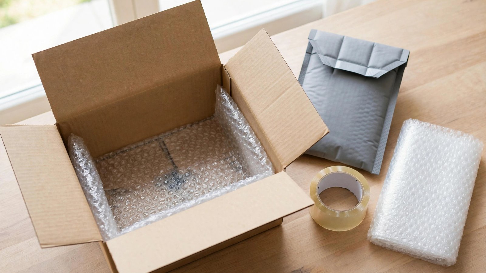Richtig verpackt: gepolsterter Innenbeutel plus neutraler Außenkarton – ohne jeden Hinweis auf den wertvollen Inhalt.
