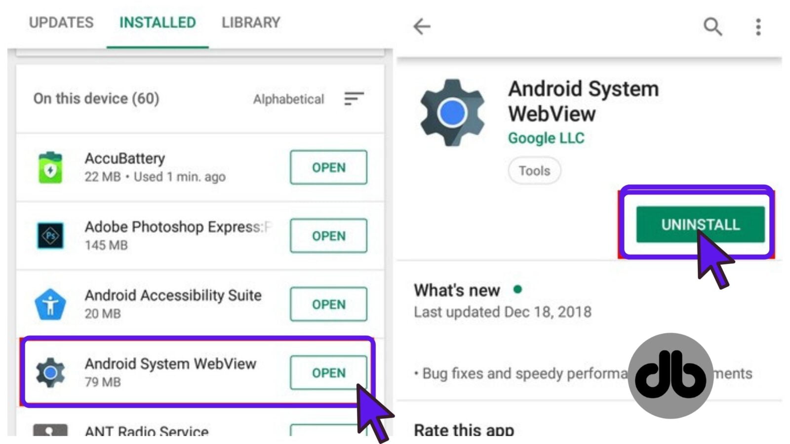 android system webview aktualisiert nicht