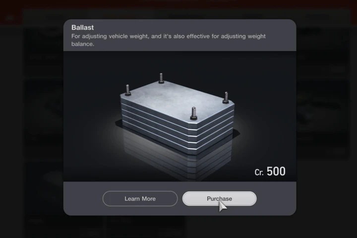 Das Ballast-Upgrade von Gran Turismo 7.