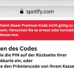 Die Geschenkkarte wurde nicht aktiviert