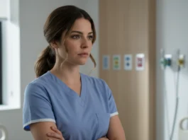 Paige Spara: Eine kritische Analyse ihres Privatlebens und der öffentlichen Neugier Krankenschwester in hellblauem Kasack blickt nachdenklich in einem modernen Krankenhauszimmer.