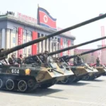 Nordkorea Die Selbstfahrlafette Koksan auf einer Parade
