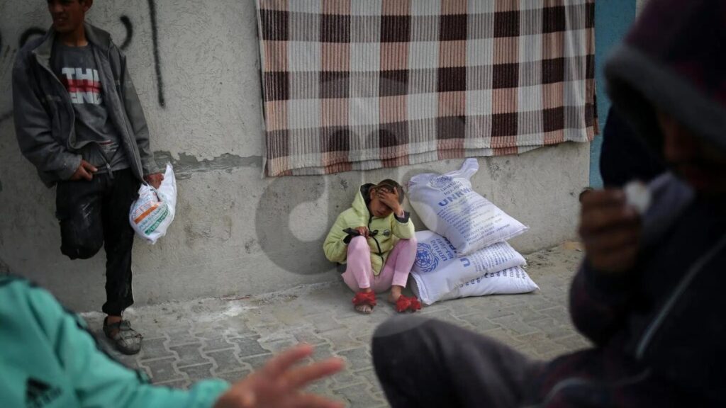 Humanitäre Hilfe in einem Verteilungszentrum der Vereinten Nationen in der südlichen Gaza-Stadt Rafah in diesem Monat.Credit...Agence France-Presse - Getty Images
