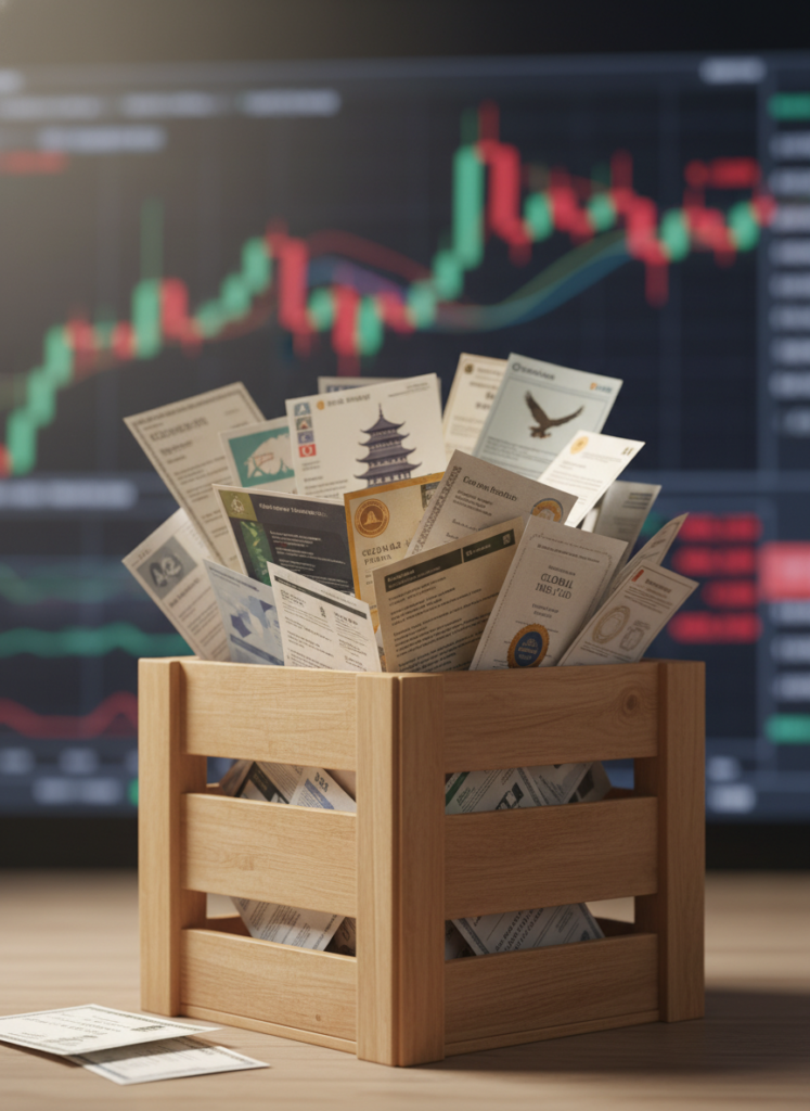 NVIDIA, Rubin & Silber: Der wahre Rohstoff-Engpass im KI-Boom 2026 3 Metapher für Indexfonds: Eine solide Kiste voller globaler Werte im Gegensatz zur Hektik des aktiven Tradings