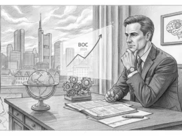 Ein Analyst am Schreibtisch betrachtet den Bank of Canada Pivot 2026 mit Fokus auf Psychologie und Zinsen für DACH-Anleger.