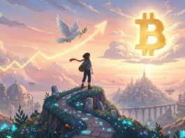 Bitcoin-Rallye nach Waffenstillstand: Fällt die 125.000-Dollar-Marke? Weiße Friedenstaube über goldener Bitcoin-Rallye nach Waffenstillstand beim Anstieg auf die 125.000-Dollar-Marke.