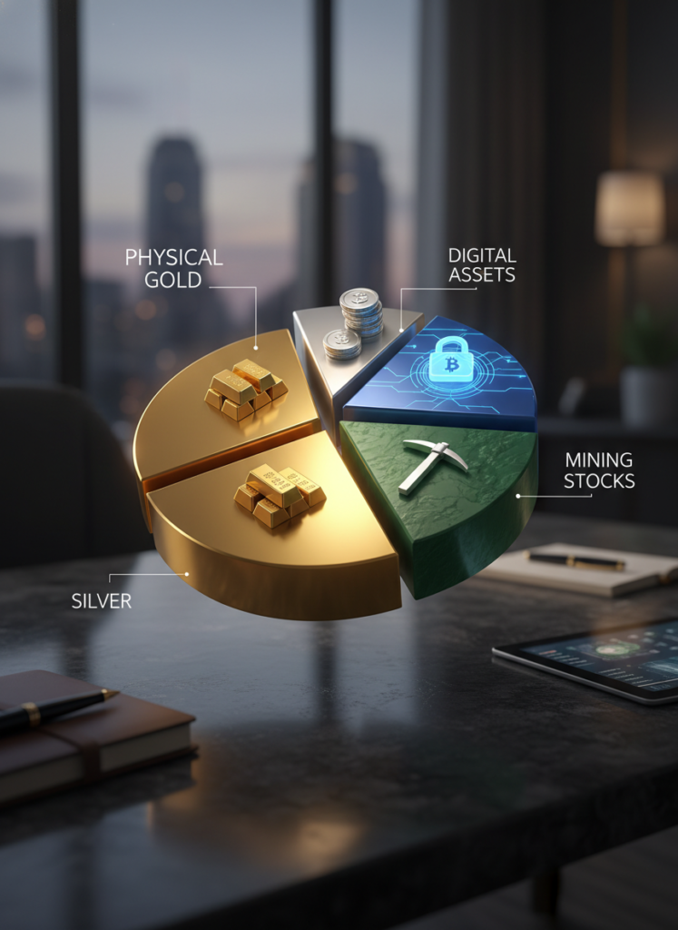 Diversifizierte Portfolio-Allokation mit Edelmetallen