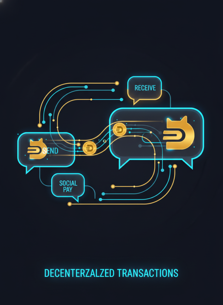 Flussdiagramm der Dogecoin Integration in Social Media Plattformen