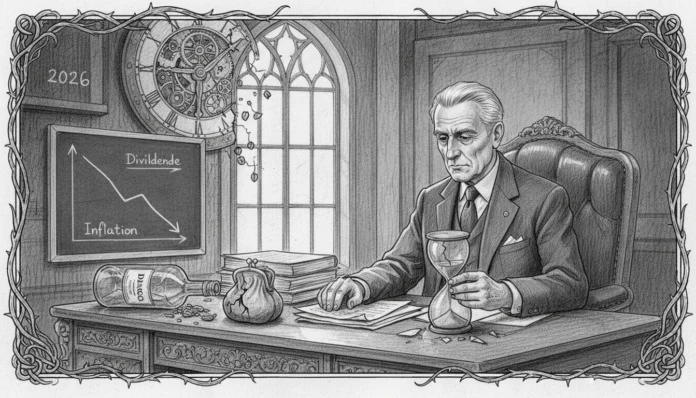 diageo-dividend-dilemma-wealth-decay-2026.webp Besorgter Mann am Schreibtisch vor sinkendem Kurs-Chart visualisiert Diageos Dividenden-Dilemma und Vermögensverfall.