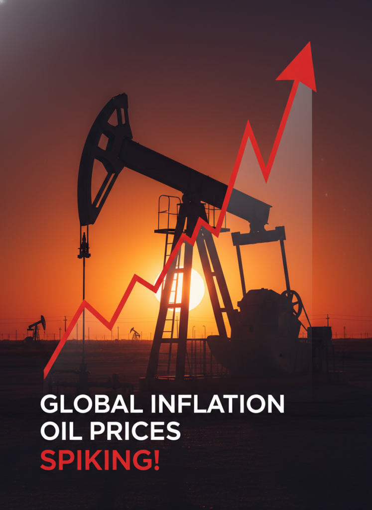 Geopolitische Eskalation: US-israelische Luftschläge im Iran und Ihr Vermögen 2 Ölpumpe im Sonnenuntergang mit einem überlagerten, stark steigenden Finanzchart, der die Inflation symbolisiert.