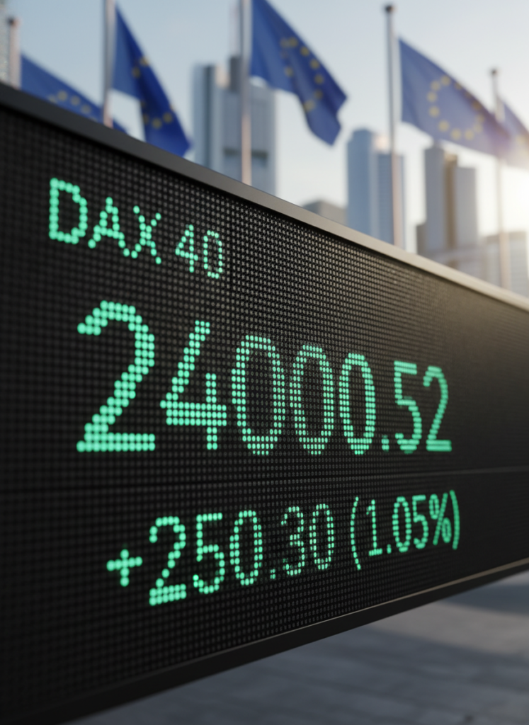 Ist der DAX überbewertet? Eine fundamentale Analyse 2026 1 DAX 40 Index übersteigt 24.000 Punkte auf einem digitalen Ticker