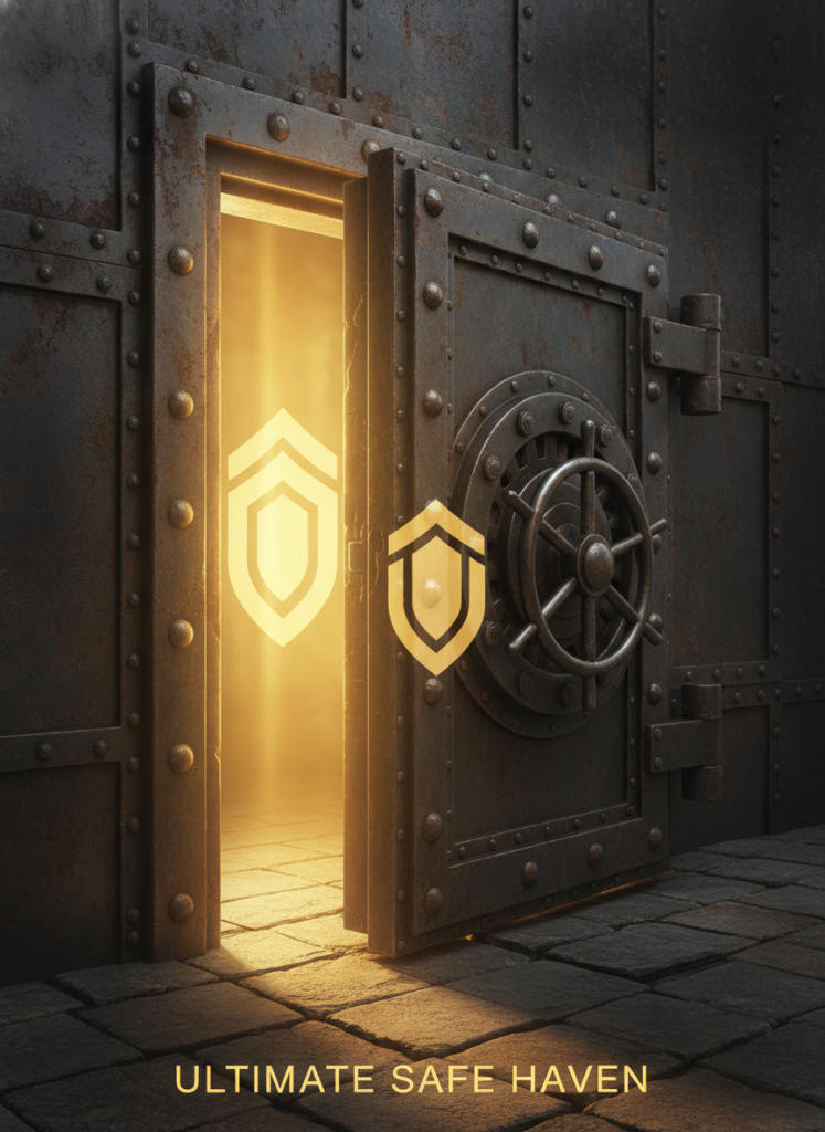 Wie viel ist 1kg Gold in Euro aktuell wert? 3 Offene Tresortür mit goldenem Licht