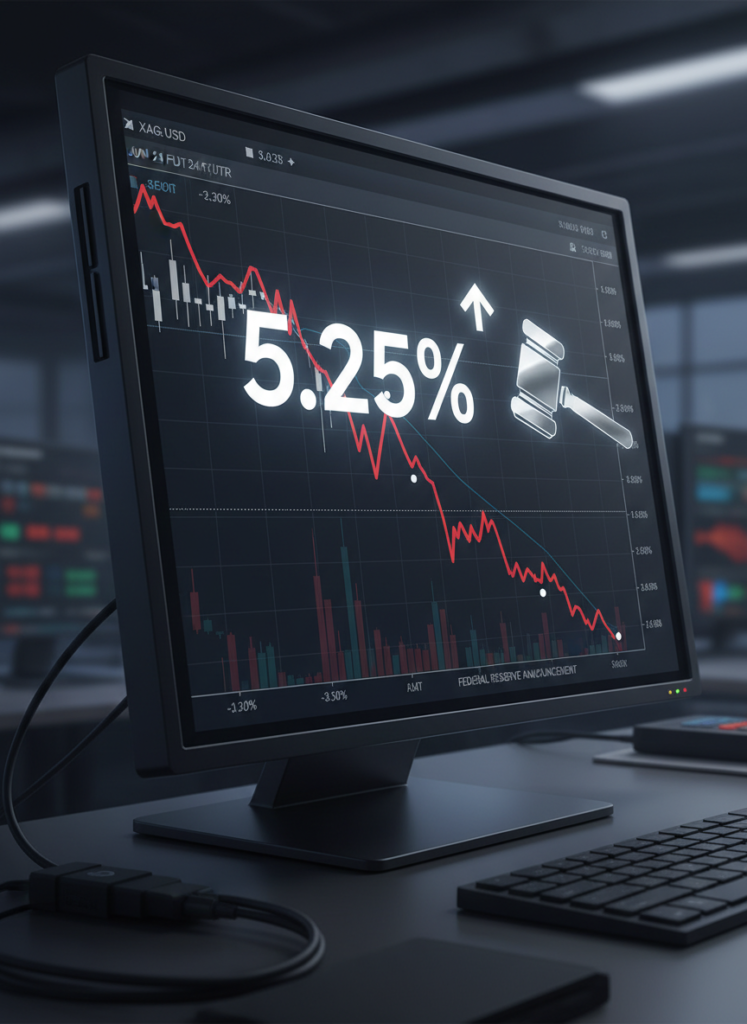 Makroökonomischer Trading-Chart zeigt Silberpreiseinbruch