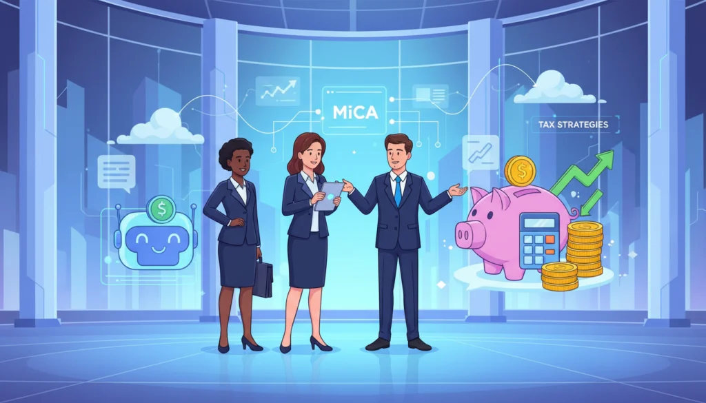 Experten besprechen den Finanzmarkt 2026 mit Fokus auf MiCA, KI-Profiteure und Steuerstrategien in digitaler Umgebung.