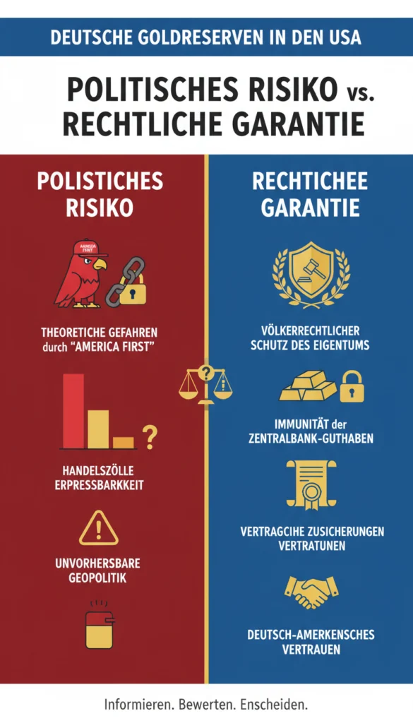 Infografik auf einem Computerbildschirm, die die geografische Verteilung der deutschen Goldreserven weltweit darstellt. Die Grafik zeigt eine Weltkarte mit Markierungen für Frankfurt am Main, New York und London sowie die jeweiligen prozentualen Anteile des dort gelagerten Goldes.