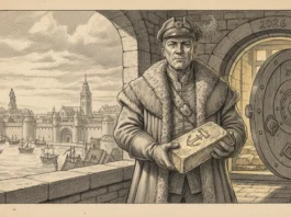 Die Hanseatische Festung: Warum Gold 2026 für Bremer der letzte echte Inflationsschutz bleibt Hanseatischer Kaufmann mit Goldbarren vor Bremer Festung und Tresor 2026 als sicherer Inflationsschutz für Anleger.