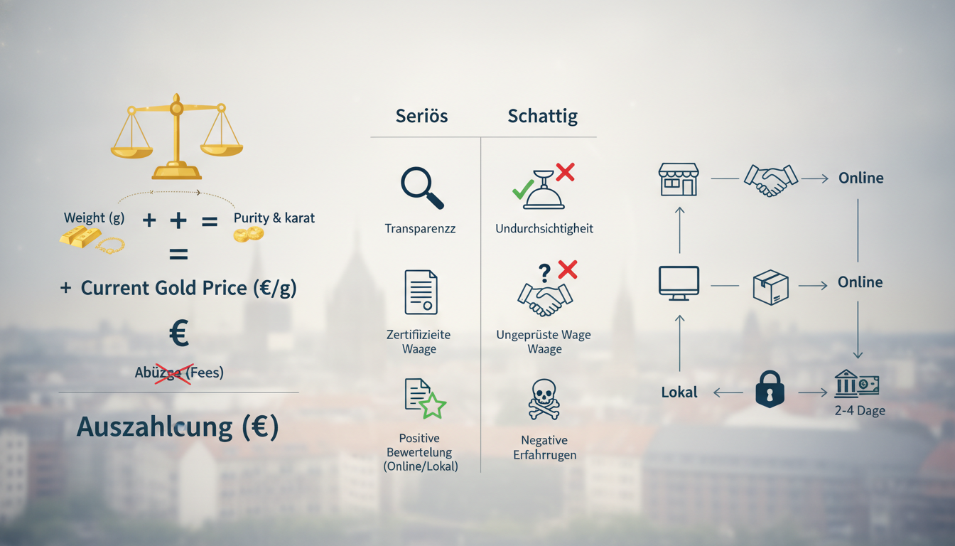 Vergleich für den Goldankauf Essen zeigt seriöse Ankäufer mit fairen Preisen und transparente Kriterien zur Berechnung.