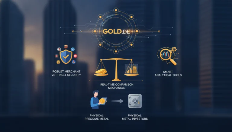 Das Goldvergleichsportal Gold.de im Test zeigt Funktionen wie Echtzeit-Vergleich, Händlersicherheit und Analysetools.