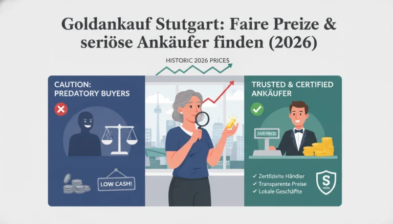 Frau prüft Goldbarren beim Goldankauf in Stuttgart, um seriöse Ankäufer mit fairen Preisen zu finden.