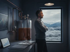 Marktanalyse der Heizölpreise 2026: Ein Mann plant kluge Kaufstrategien vor Monitor und vollem Heizöltank.