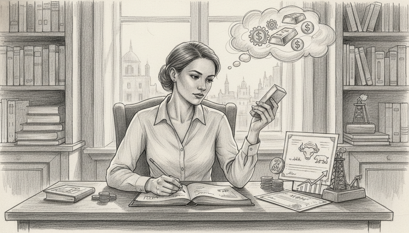 how-to-invest-in-silver-for-beginners.webp Frau am Schreibtisch mit Silberbarren und Finanzgrafiken zeigt, wie man als Anfänger am besten in Silber investiert.