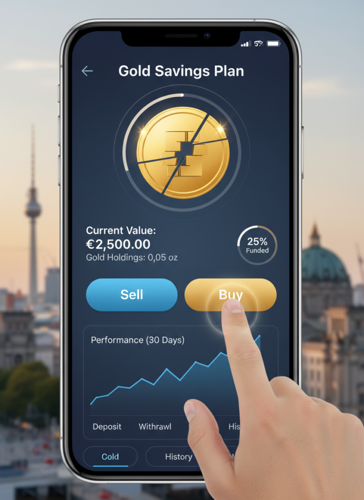 Fig 3: Edelmetall Sparplan App auf Smartphone für Kleinanleger 2026