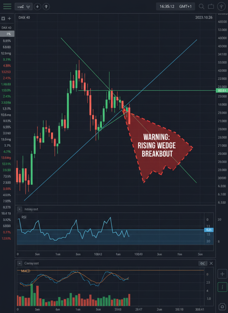 Fig 2: Technische Chartanalyse DAX Rising Wedge Formation 2026