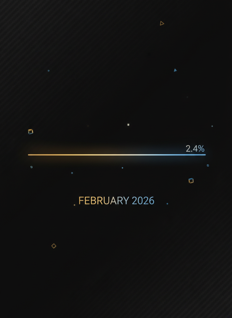 Fig 1: Chart zeigt die Stagnation der US-Inflation bei 2,4 Prozent im Februar 2026