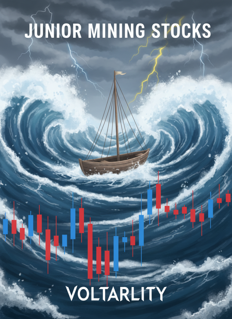 Fig 2: Kleines Boot im stürmischen Ozean als Symbol für die Volatilität von Junior-Minen