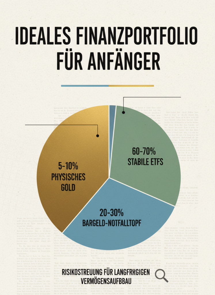 Fig 1: Infografik zur optimalen Vermögensaufteilung mit 5 bis 10 Prozent Goldanteil