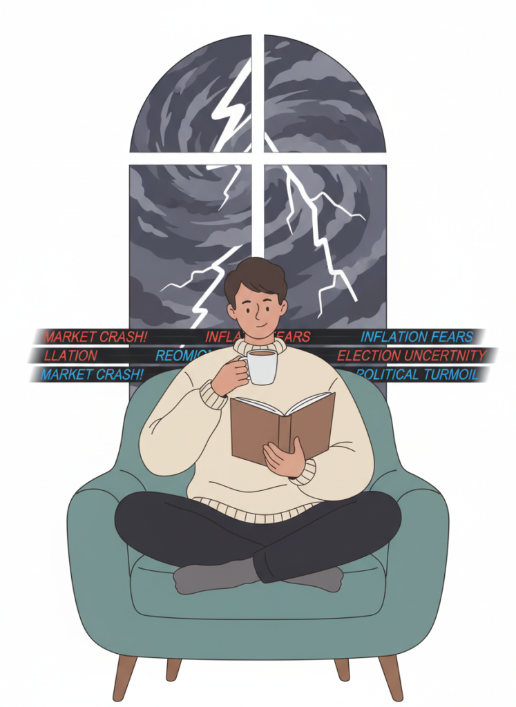 Fig 3: Ein ruhiger Investor, der politisches Rauschen und Marktschwankungen ignoriert