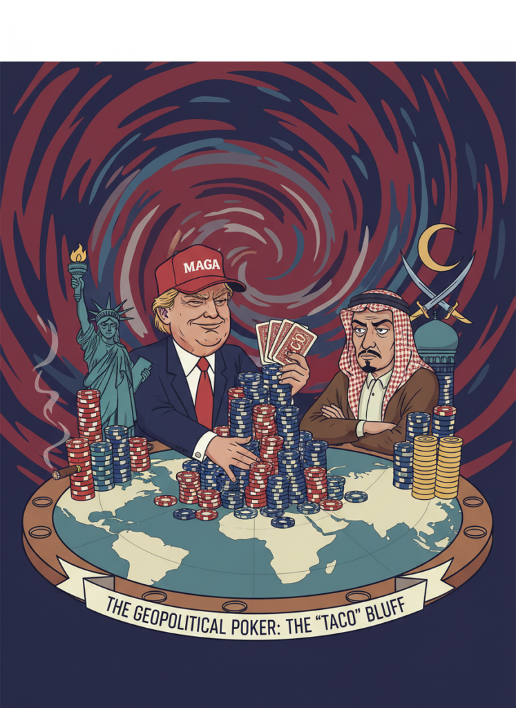 Fig 2: Geopolitisches Pokerspiel illustriert den TACO Effekt in der US Außenpolitik
