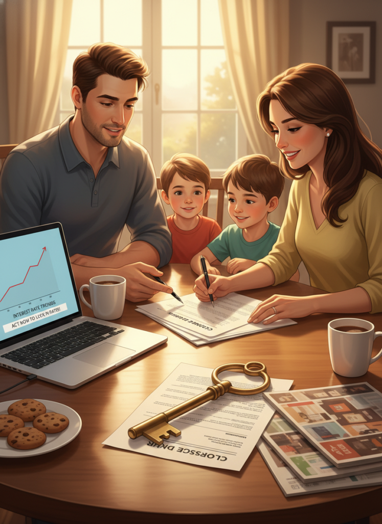 Breaking: EZB Zinssenkungssignale nach Iran-Schock – Was Familien jetzt wissen müssen 2 Familie prüft Baufinanzierungsdokumente auf dem Küchentisch