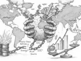 Weltkugel zwischen Händen mit Öl und Währungen zur Analyse: Einfluss vom Iran-Krieg auf die weltweite Inflation.