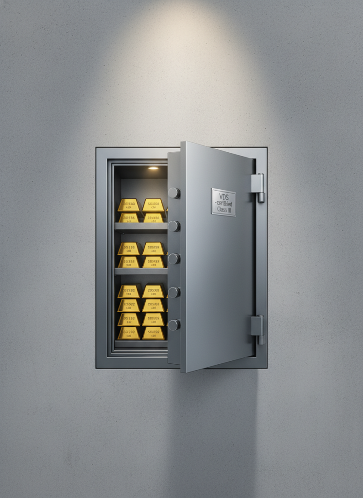 Sicherer VdS-Klasse Tresor zur Lagerung von Gold zuhause mit hohem Versicherungsschutz.