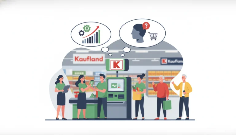Kaufland SB-Kassen Rollout 2026: Psychologie an der Kasse visualisiert für Wirtschaft und Verbraucher.