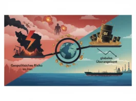 Ölpreis-Infografik: Geopolitisches Risiko im Iran trifft auf globales Überangebot am Weltmarkt.