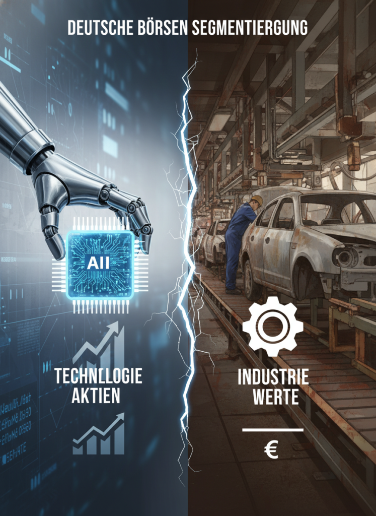 Ist der DAX überbewertet? Eine fundamentale Analyse 2026 3 Kontrast zwischen Technologie-KI-Aktien und der traditionellen Automobilindustrie in Deutschland
