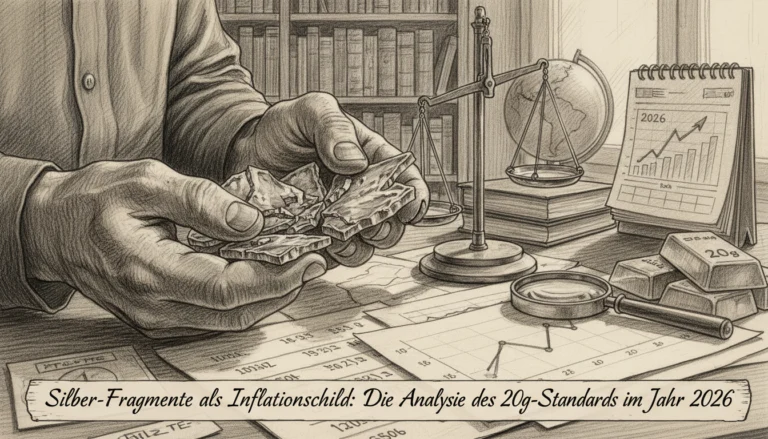 Silber-Fragmente als Inflationsschild: Hände prüfen den 20g-Standard inmitten von Analysen für das Jahr 2026.