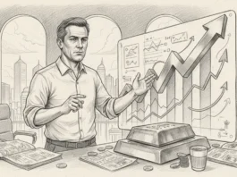 Experte deutet auf steigende Charts zur Silberpreis Prognose 2027 und den erwarteten massiven Anstieg.