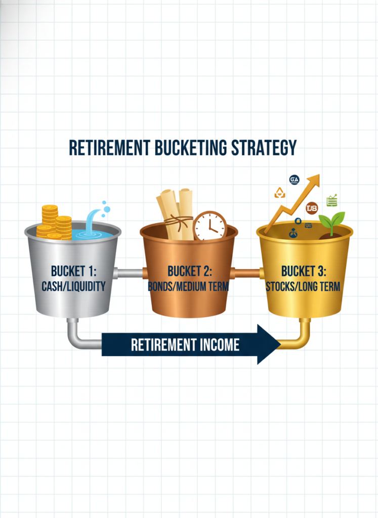 Fig 2: Darstellung der Bucketing-Strategie zur Vermeidung von Reihenfolgerisiken im Ruhestand