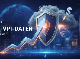 Aufsteigender Graph mit Schutzschild und Währungssymbolen visualisiert US-VPI-Daten Erwartungen und Hedging.