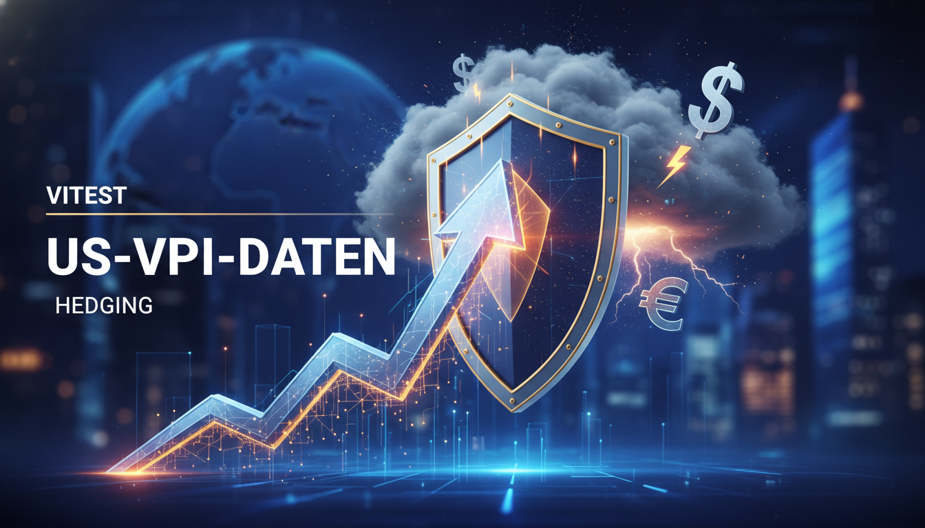 us-vpi-daten-expectations-hedging.webp Aufsteigender Graph mit Schutzschild und Währungssymbolen visualisiert US-VPI-Daten Erwartungen und Hedging.