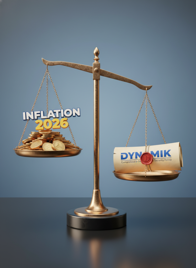 Fig 2: Waage, die Inflation und Versicherungsdynamik gegeneinander abwägt