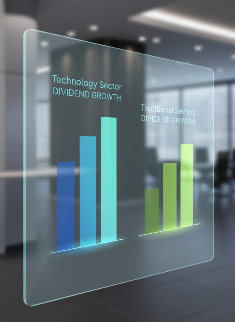 Beste Dividendenaktien 2026: Der einfache Weg für Anleger 2 Diagramm-Illustration, die das Wachstum von Technologie-Dividenden visualisiert.