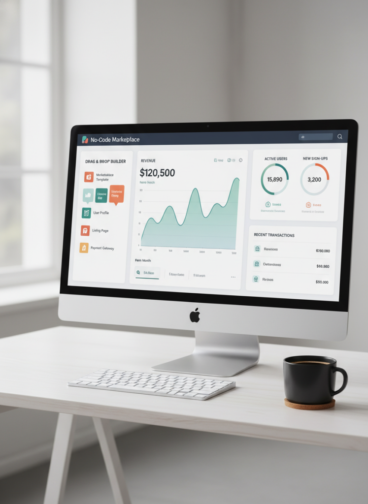 Benutzeroberfläche einer No-Code Marktplatz Software
