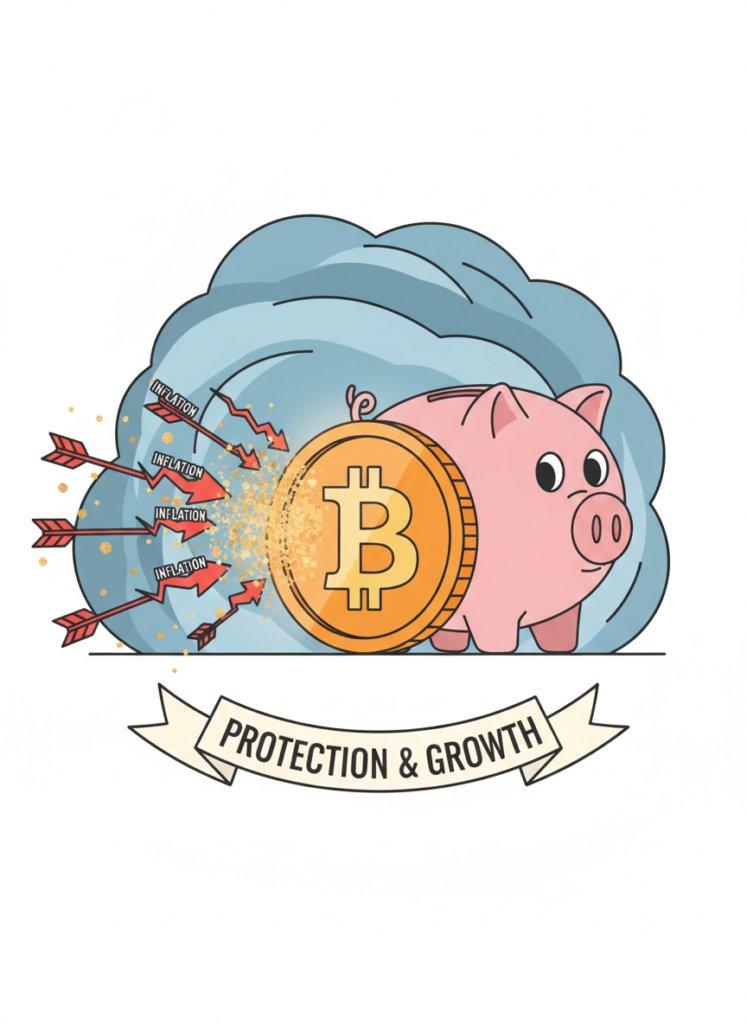 Welchen Einfluss hat der Morgan Stanley Bitcoin ETF auf den Markt? 3 Bitcoin fungiert als leuchtender Schutzschild gegen rote Inflationspfeile für ein europäisches Sparschwein